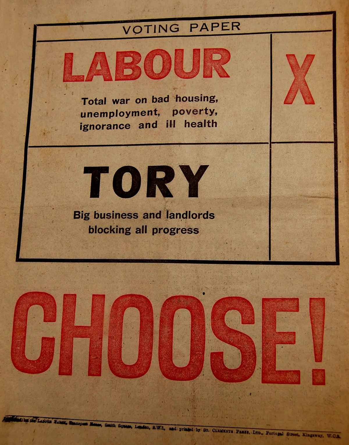 Labour Party Campaign Leaflet, 1945